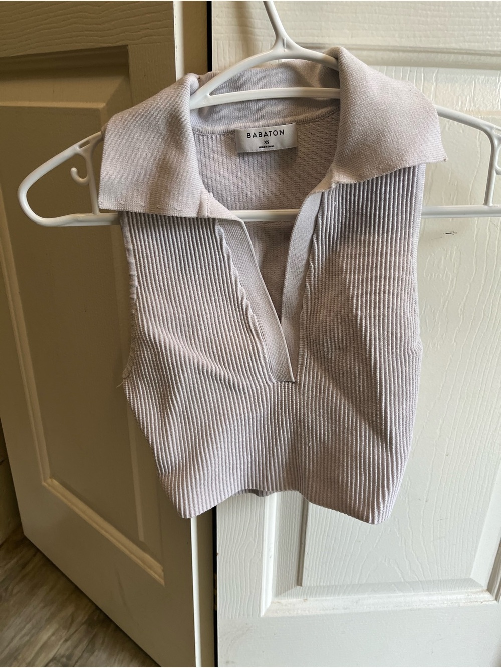 Babaton Ribbed Polo Tank in Light Lavender